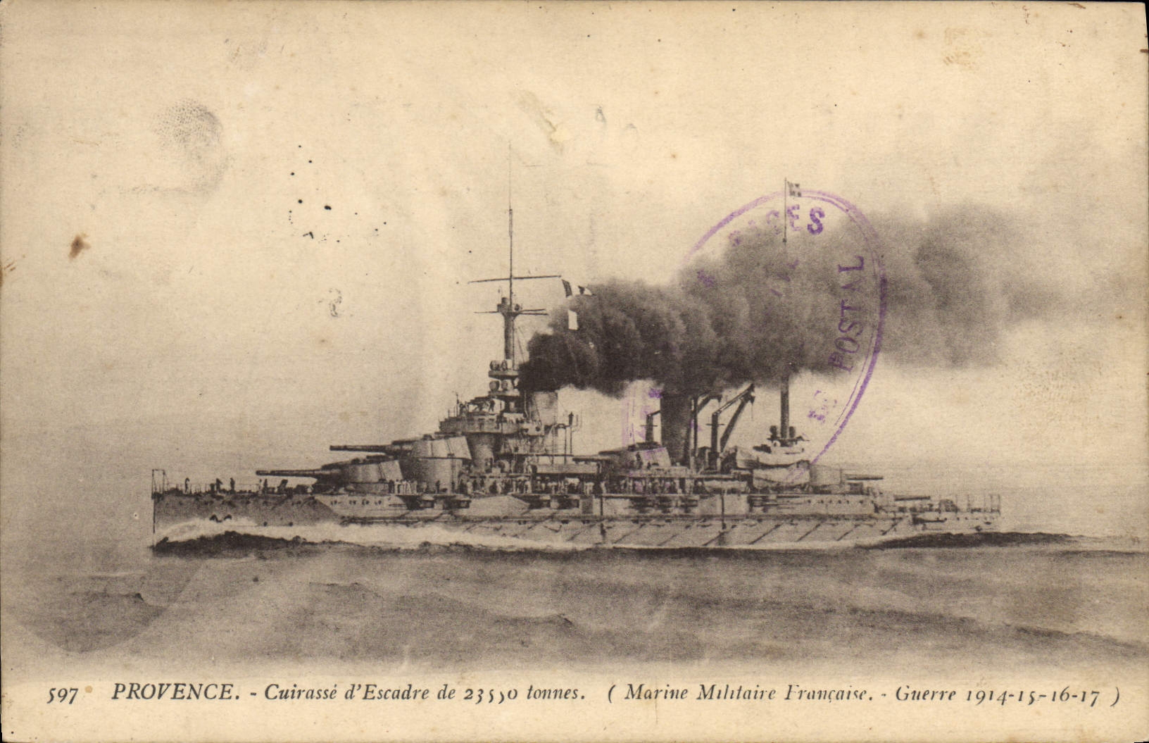 CPA Bateau Guerre Provence Cuirasse d'escadre 