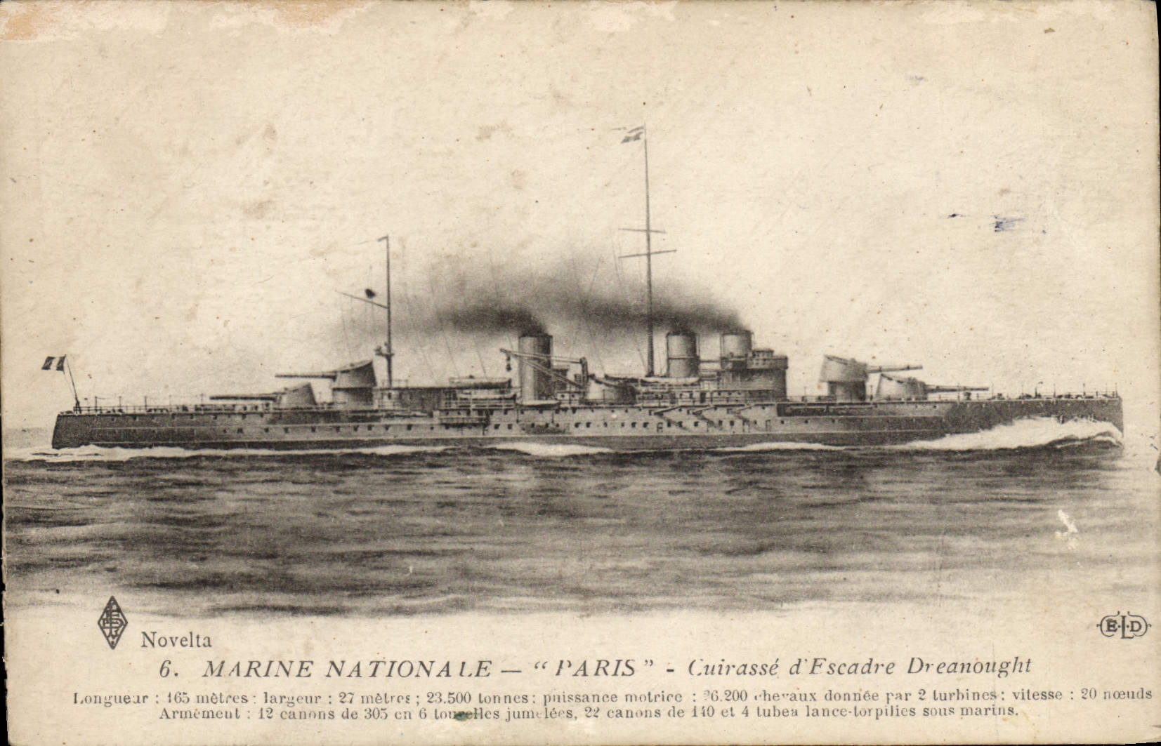 CPA Bateau Guerre Paris Cuirasse d'escadre Dreadnought 
