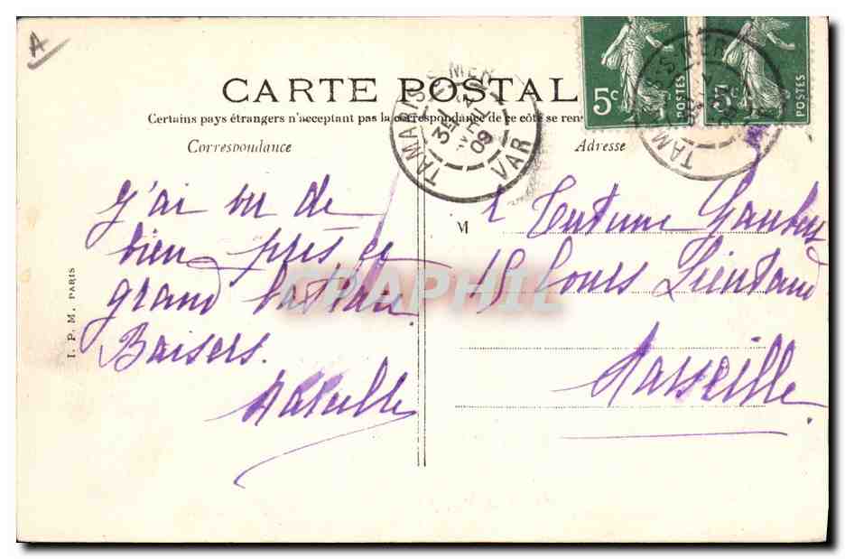 Marine — "Patrie", Cuirassé d'Escadre — Edition d'Art Pl. d'Armes, Toulon — Verso
