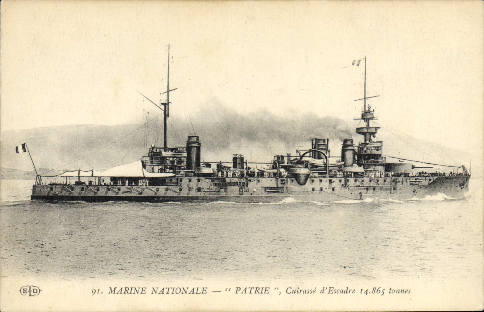 Marine Nationale — "Patrie", Cuirassé d'Escadre 14.865 tonnes — Éditeur EID, n°91
