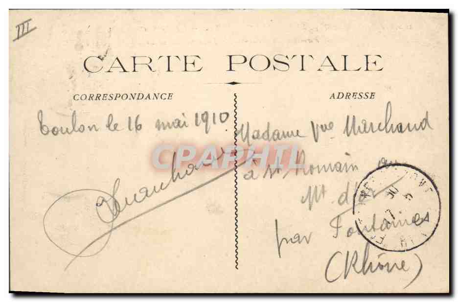 Marine Militaire Française - "Patrie" Cuirassé d'Escadre — Edit. F.P. Toulon, n°206 — Verso
