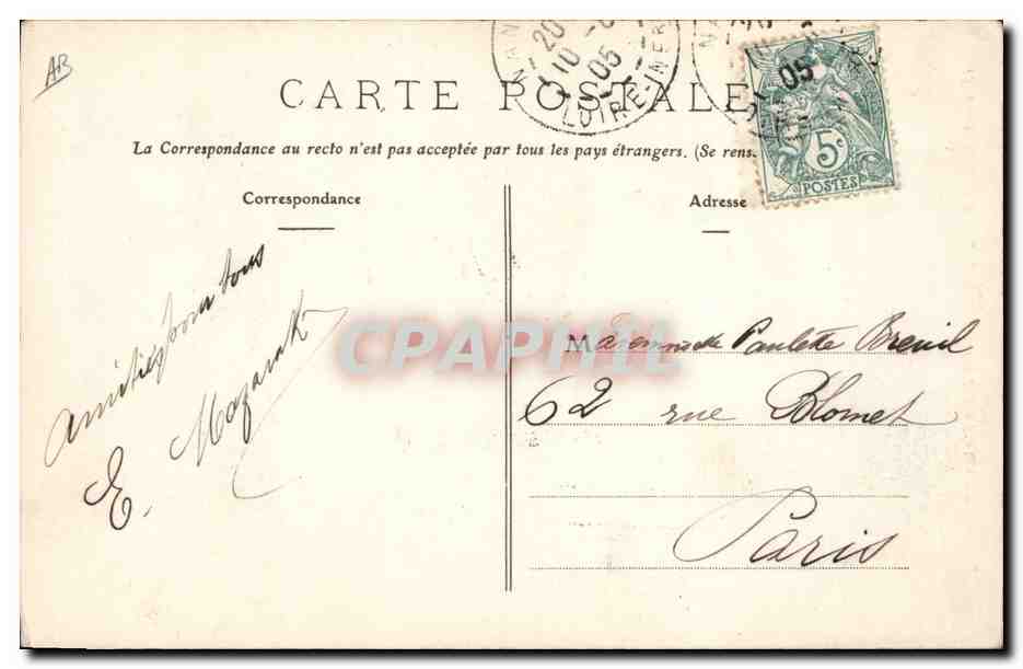 CPA Folklore Guerande Le galant paludier — Verso