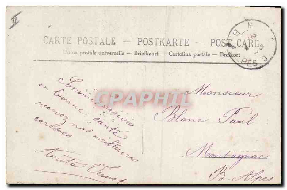 Jeune mariée — avec bouquet — éditeur anonyme, n° 4002 — Verso