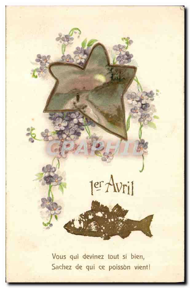 CPA Fantaisie Fleurs Poisson 1er Avril