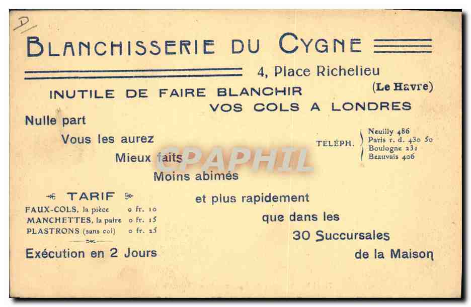 Blanchisserie du Cygne — Vue d'ensemble de la 3e Section — éditeur inconnu, n°7 — Achterkant