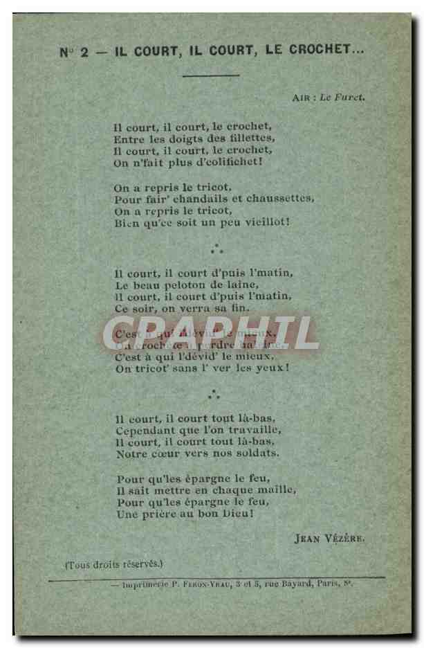 CPA Chant Il court il court le crochet Tissage 