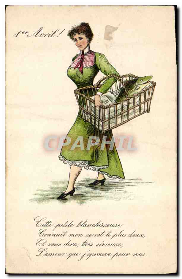 CPA Fantaisie Illustrateur Femme Poisson 1er Avril 