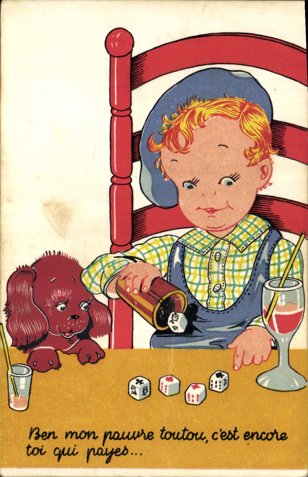 CPA Fantaisie Illustrateur Enfant De Chien 