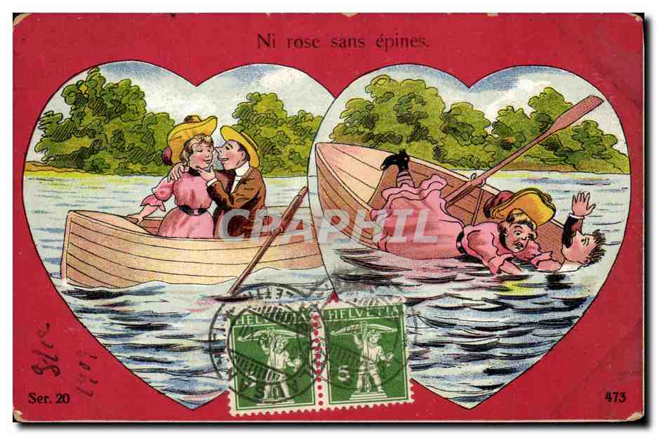 CPA Fantaisie Illustrateur Ni rose sans epines Coeur Coeurs 