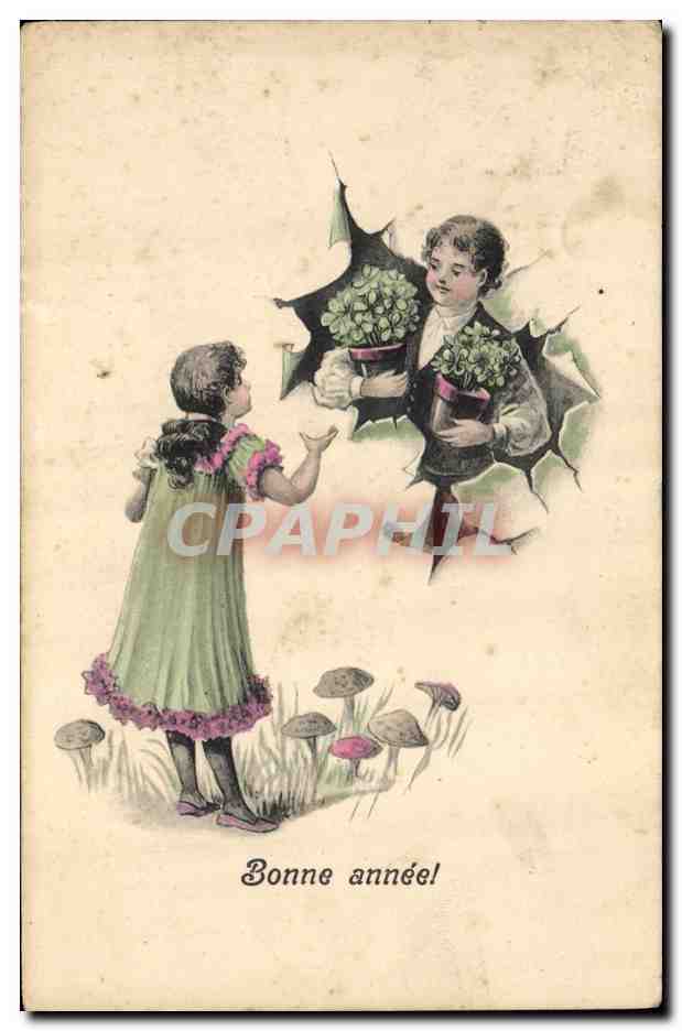 CPA Fantaisie Illustrateur Enfants Bonne Annee Champignons 