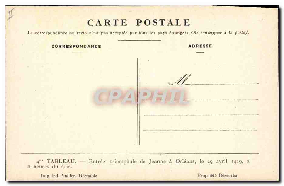 CPA Jeanne d'Arc Entree triomphale de Jeanne a Orleans  — Rückseite