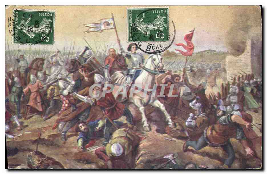 CPA Jeanne d'Arc Jeanne suivie de ses intrepides chevaliers et soldats 
