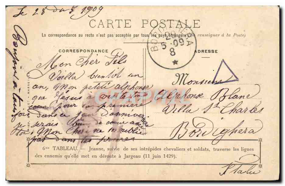 CPA Jeanne d'Arc Jeanne suivie de ses intrepides chevaliers et soldats  — Rückseite