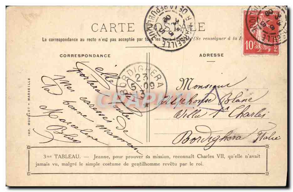 CPA Jeanne d'Arc pour prouver sa mission reconnait Charles VII  — Rückseite