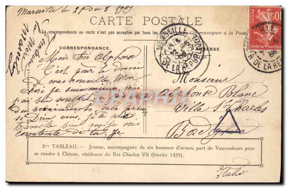 CPA Jeanne d'Arc accompagnee de six hommes d'armes  — Rückseite