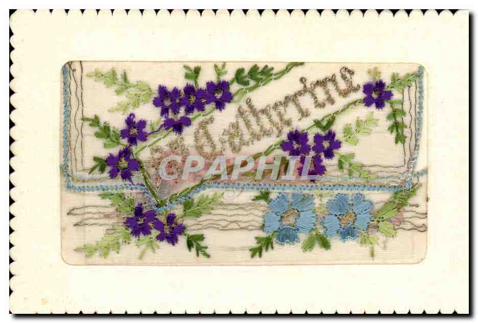 Carte postale brodée — 'Catherine' — J.S. Paris Déposé