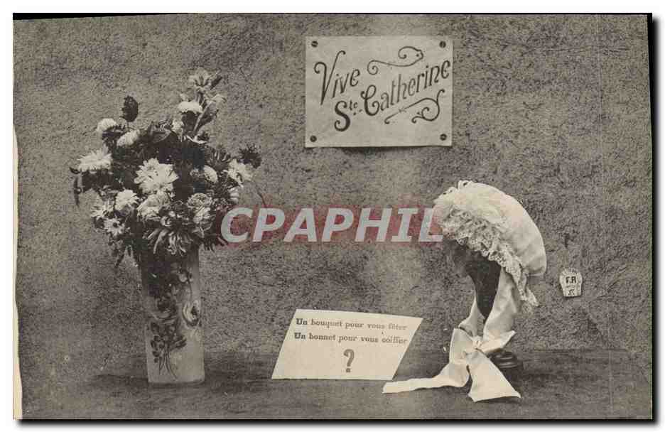 Vive Sainte Catherine — publicité pour bouquet et bonnet — éditeur F.A. n° 8