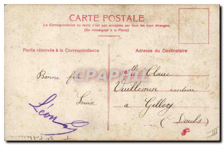 Jeune femme en robe et chapeau rouges — dédicace 'Vive Ste Catherine' — série 677/18 — Rückseite