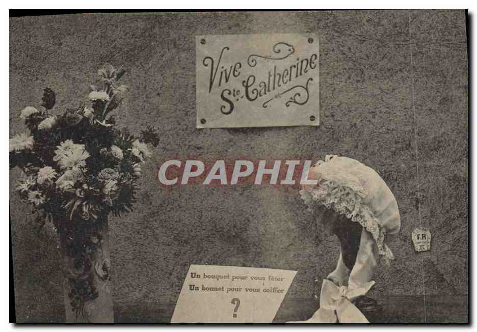 Bouquet et bonnet pour fêter Sainte-Catherine — éditeur non identifié