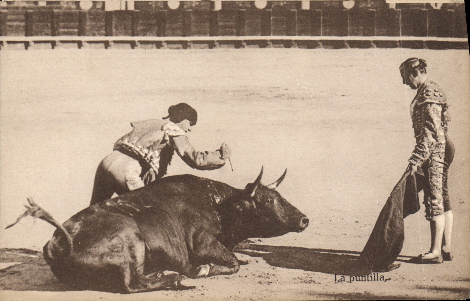 Torero et taureau à la puntilla — La puntilla — éditeur non visible