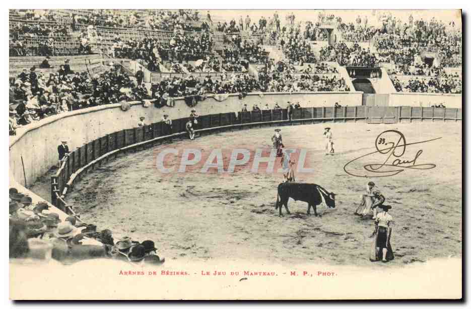 Arènes de Béziers - Le Jeu du Manteau - M. P., Phot.