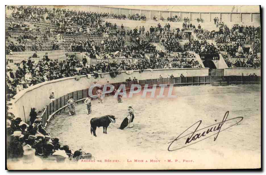Arènes de Béziers — La Mise à Mort — M. P., Phot. - Davinif