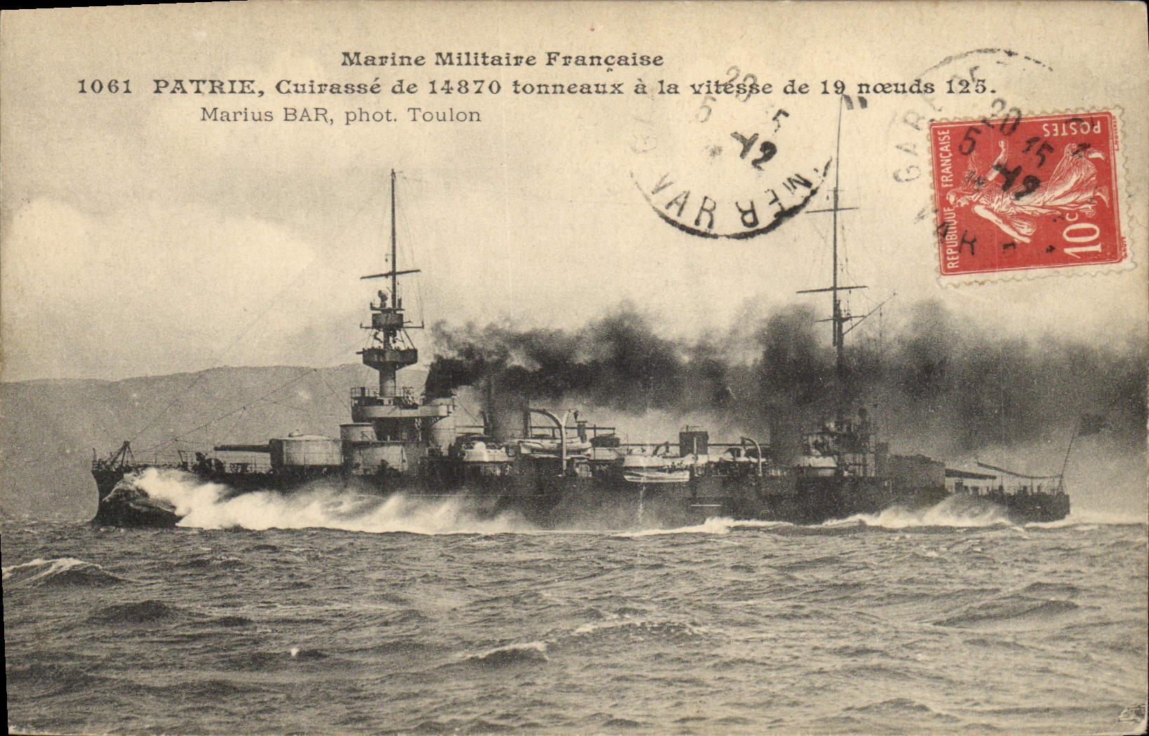 Croiseur de la Marine Militaire Française — PATRIE — Marius BAR, phot. Toulon