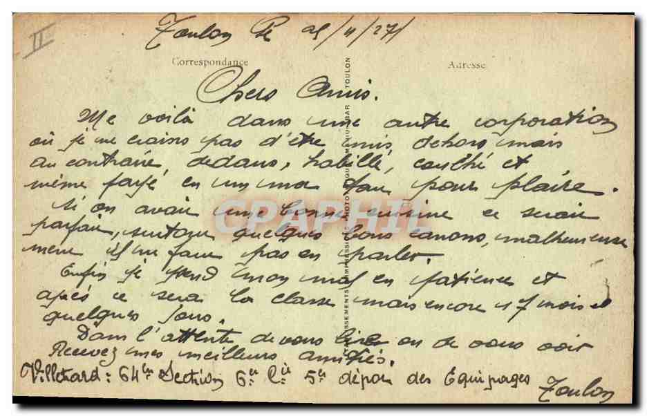 CPA Bateau de Guerre Cuirasse Provence — Verso