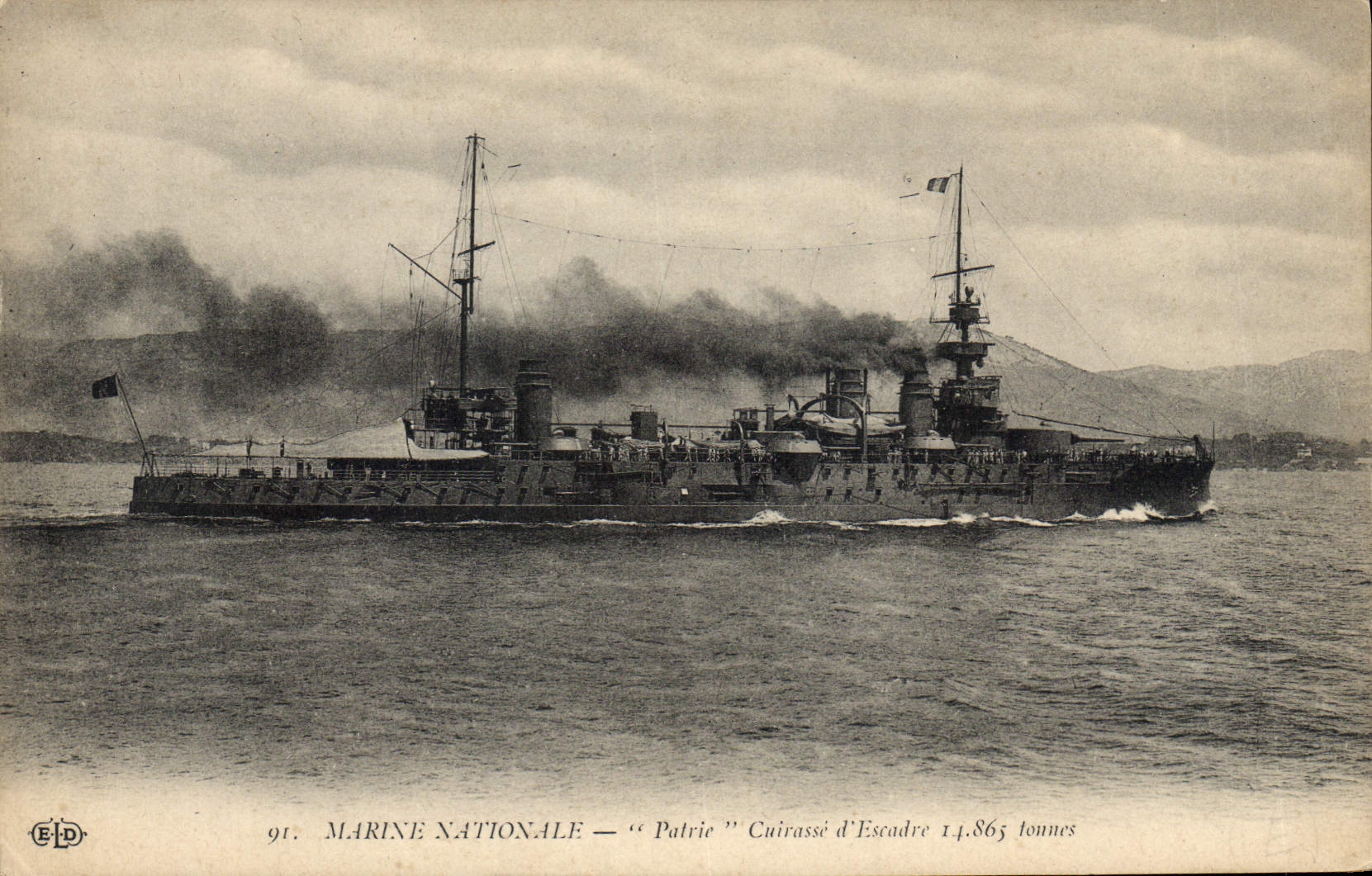 Marine Nationale — "Patrie" Cuirassé d'Escadre 14.865 tonnes — Éditeur E.P.D. n°91