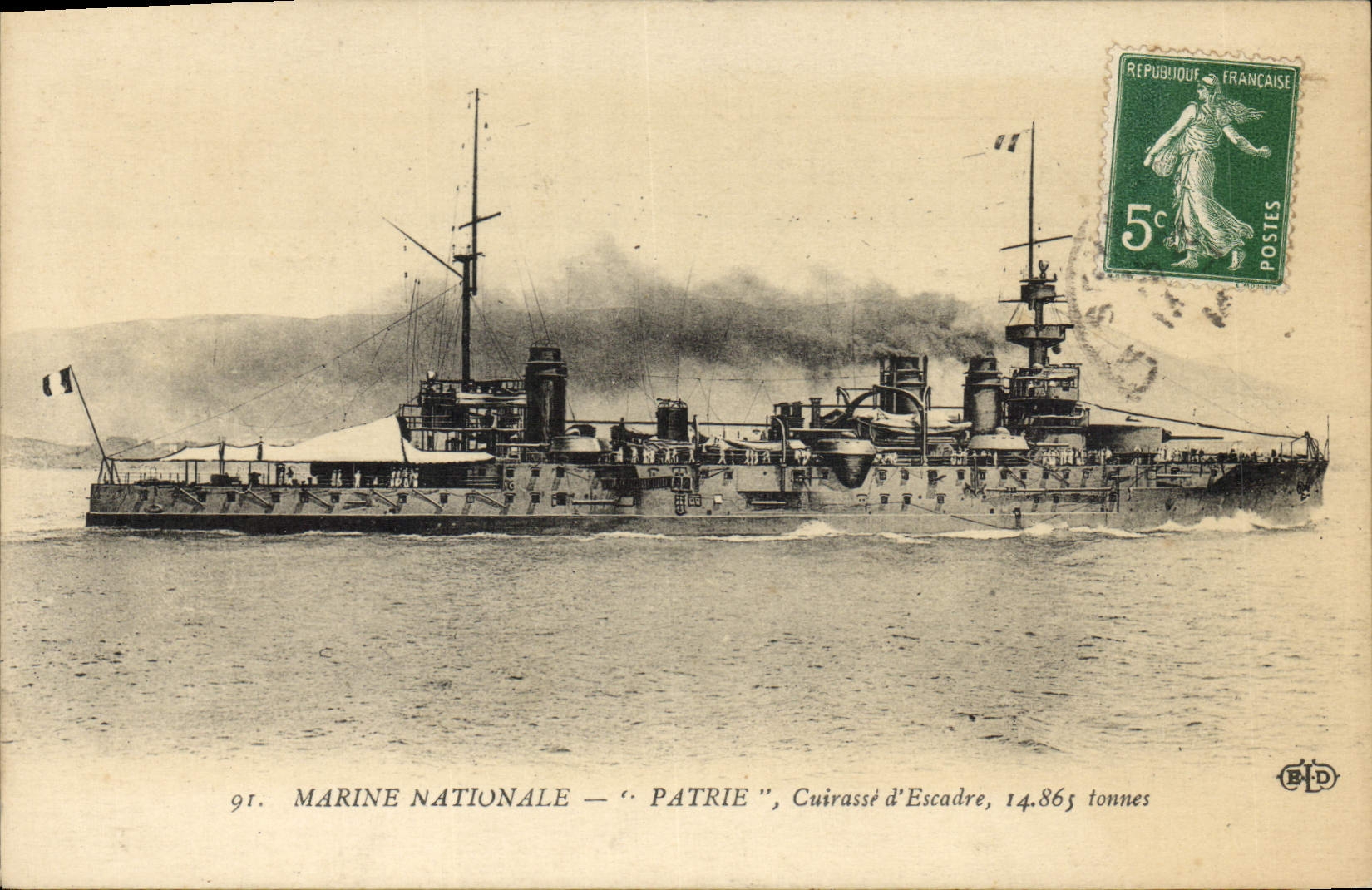 Marine Nationale — 'Patrie' — Cuirassé d'Escadre, 14.865 tonnes — B.D. éditeur