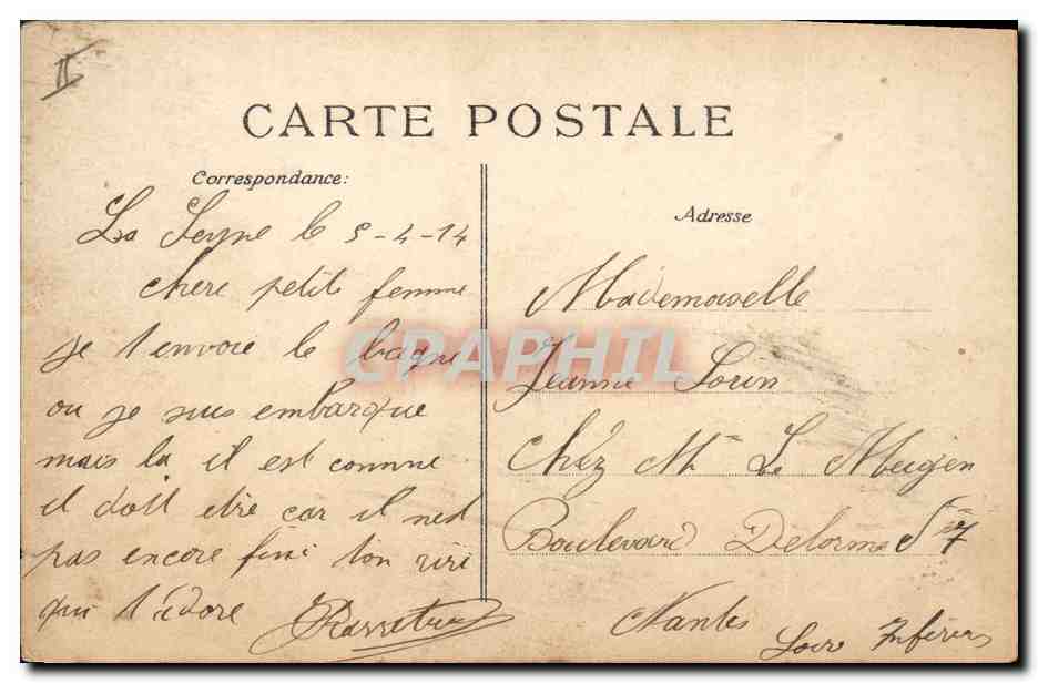 CPA Bateau de Guerre Paris Cuirasse d'escadre Dreadnought — Verso