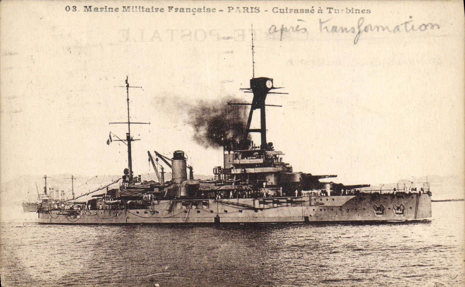 Cuirassé à Turbines — Marine Militaire Française — PARIS — après Transformation