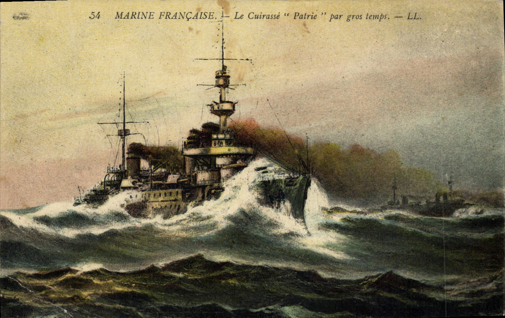 Le Cuirassé "Patrie" par gros temps — Marine Française — LL.