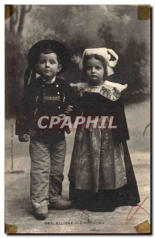 CPA Folklore Elliant Futurs epoux Enfants Mariage 