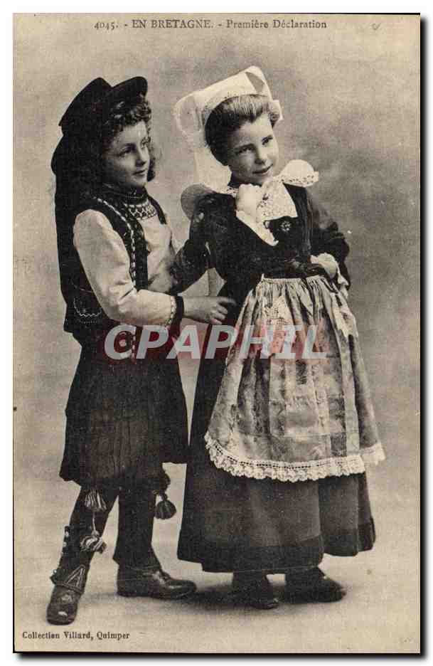 CPA Folklore En Bretagne Premiere declaration Enfants 