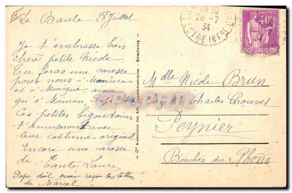 CPA Folklore Bretagne Jeunes filles de Guilvinec  — Verso