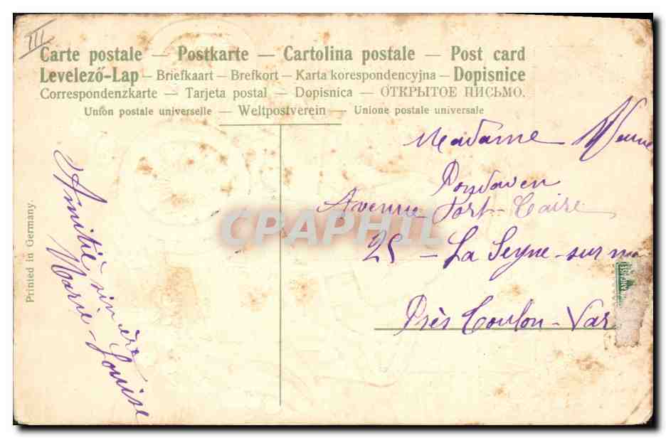 CPA Fantaisie Fleurs Enfant Automobile  — Verso