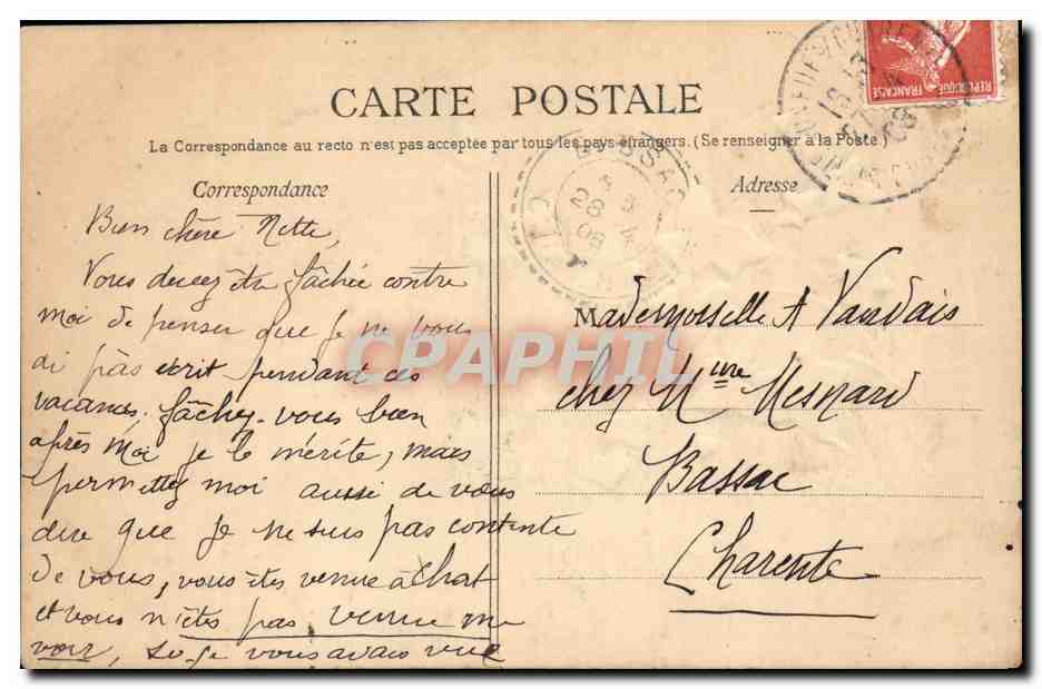CPA Fantaisie Fleurs Je meurs ou je m'attache  — Verso