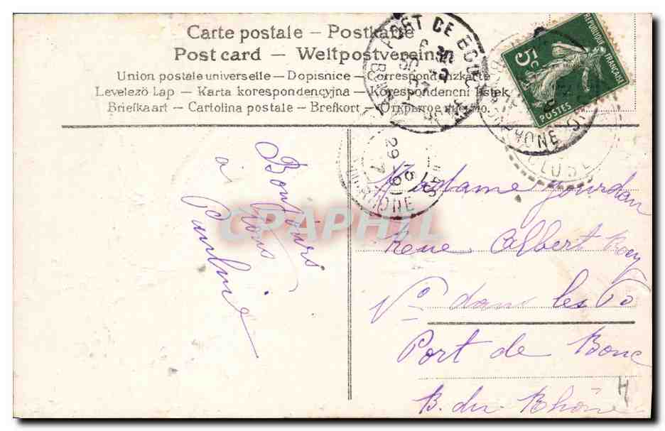 CPA Fantaisie Fleurs Hirondelles  — Verso