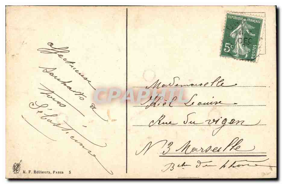Fleurs et houx — Bonne Année — R.F. Éditeurs, Paris 5 — Verso