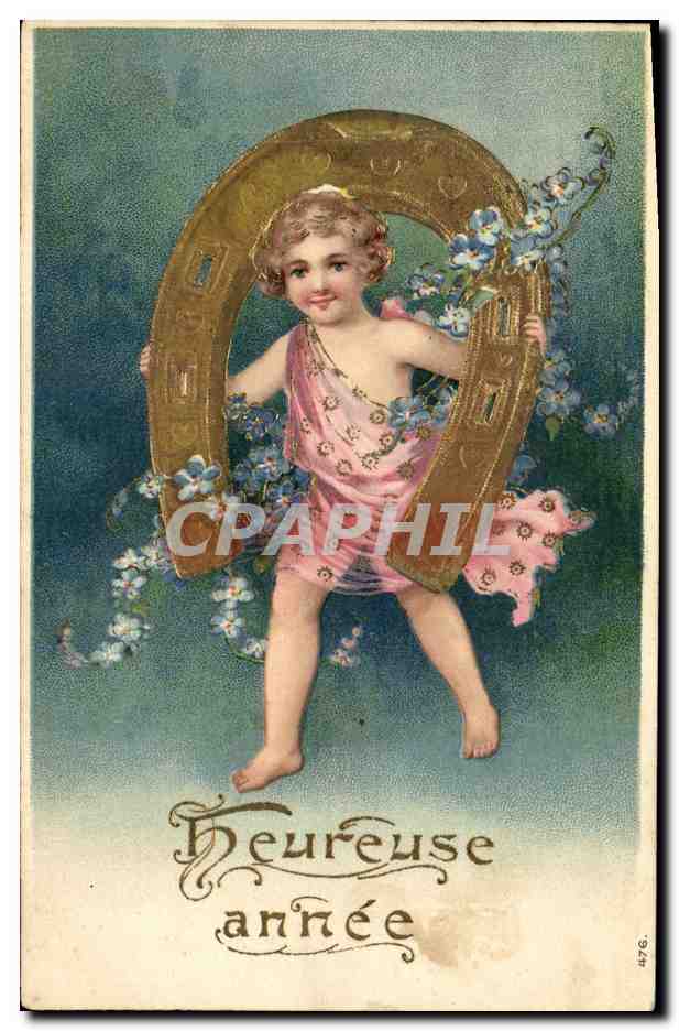 Buscador de felicidad — niño alado sosteniendo un cabrestante decorado — editor anónimo, n.º 476