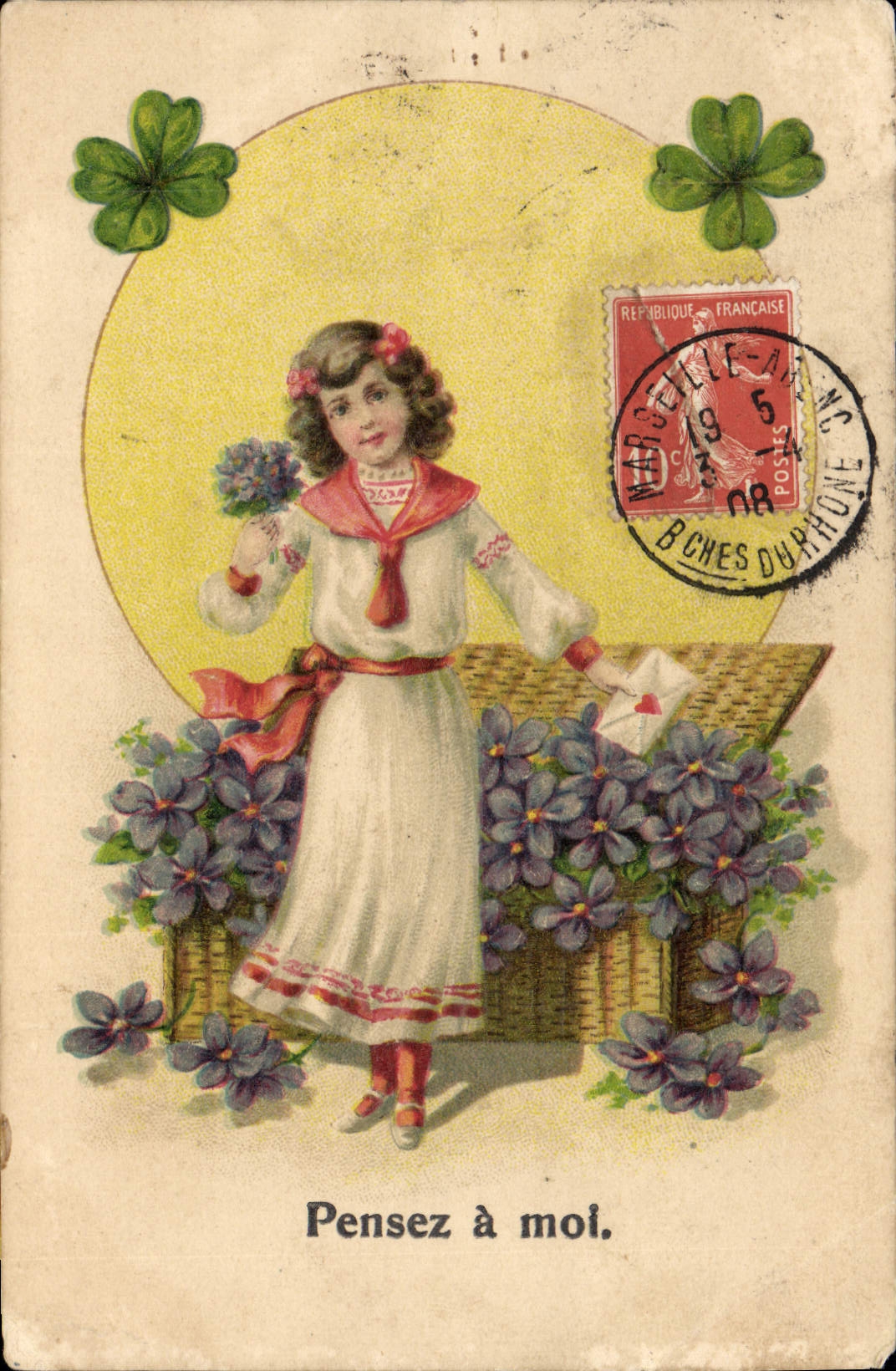 CPA Fantaisie Fleurs Enfant 
