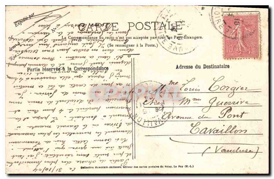 CPA L'usine Colcombet Filature de soie et rubanerie vue prise de la route de Monistrol  — Rückseite