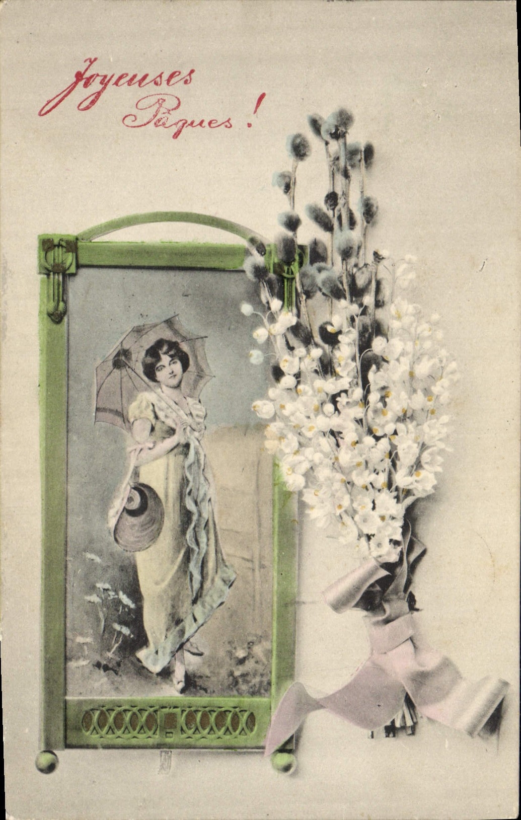 CPA Fantaisie Illustrateur Femme Paques 