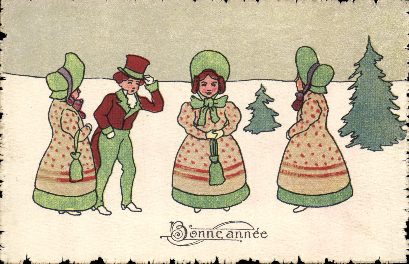 CPA Fantaisie Illustrateur Femme Bonne annee 