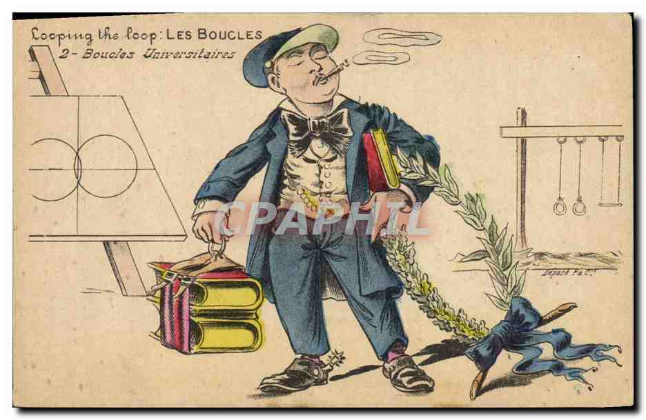 CPA Fantaisie Illustrateur Les boucles Boucles universitaires 