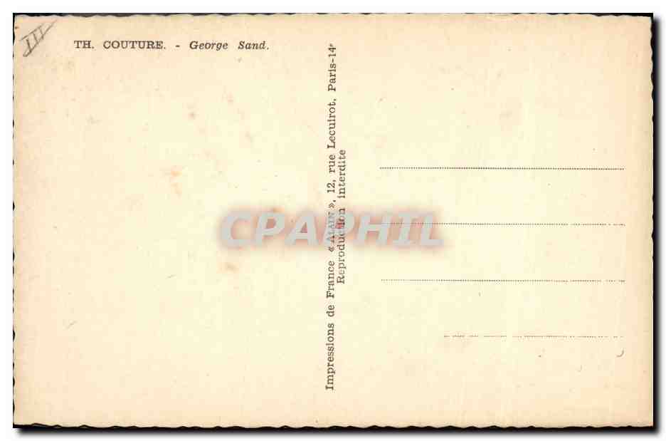 CPA Couture George Sand  — Verso