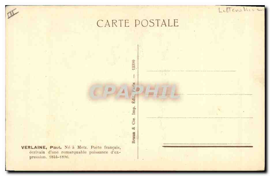 CPA Verlaine  — Verso