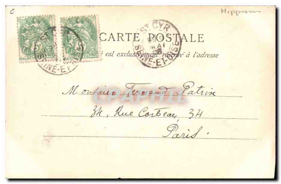Triomphe 1902 — Hommage à un cavalier — éditeur inconnu, n° de série non visible — Reverso