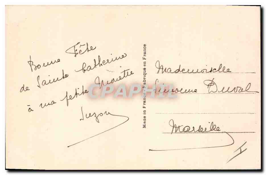 CPA Fantaisie Femme Bonnet Ste Catherine — Rückseite